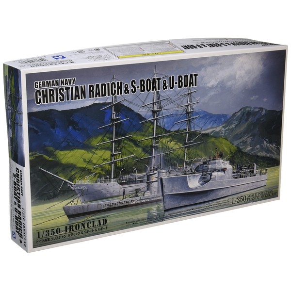 Aoshima Bunka Kyozai Iron Clad Series 1/350 Steel Ship Christian Radic & S Boat & U Boat Plastic Model