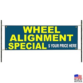 Wheel Alignment Special Service Here with Price Advertising Banner Sign