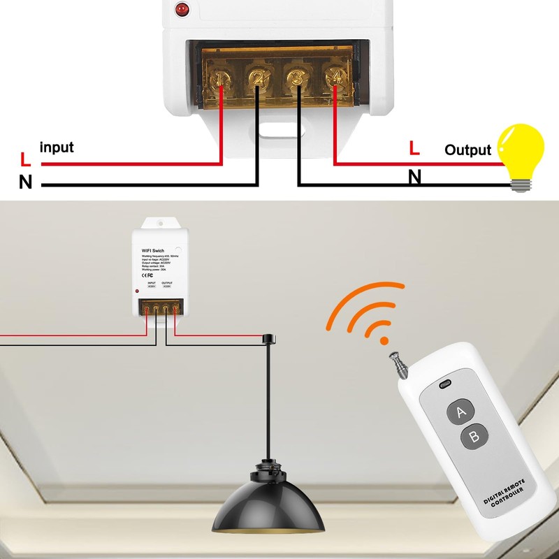 DEWIN Wireless Remote Control Switch, Wireless Remote Switch Relay Receiver
