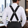 Wide X-Back Suspenders for Men – Adjustable 4-Clip Elastic Straps