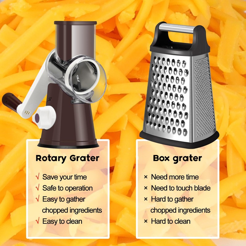Ourokhome Rotary Cheese Grater Hand Crank, Kitchen Shredder Speed Mandolin