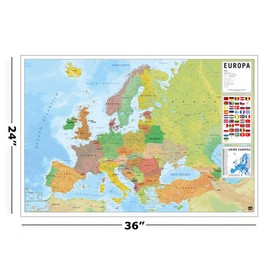 POSTER STOP ONLINE Political Map Of Europe - Spanish Language Educational Poster (Mapa de Europa en Espanol) (Size 36 x 24)