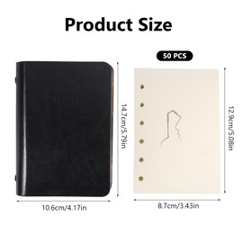 14.7×10.6cm Leder A7 Ring Binder Notizbuch, Mini Notizbuch für Unterwegs Binder, Notizbuch A7 Leder, Mini Notizbuch 6 Ring Ringbuch für Notizen Planung Studium Reisen und Projekte Verwendet(Schwarz)