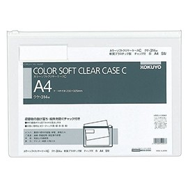 Kokuyo Kuke-314W Clear Case Color Zipper Closure Soft Type A4 White