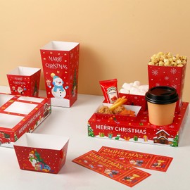 Jansun Christmas Movie Night Snack Trays 100Pcs Party Paper Bowls Boxes