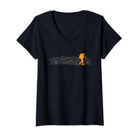 Womens Minimalistic Backpacking Camping Hiker Bushcraft V-Neck T-Shirt