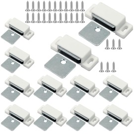 Jersvimc 12Pcs Cabinet Door Magnets Catch Magnetic Door Catch, Magnetic Shutter Hardware Drawer Magnet Latch Cabinet Magnets for Closure Cupboard Closet Bathroom(White)
