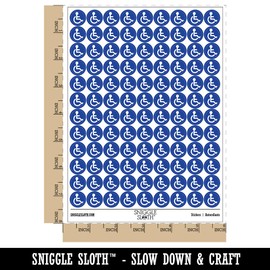 Sniggle Sloth Handicap Disabled Wheelchair Access Icon 200+ Round Stickers - Matte Finish - 0.50" Size - Dark Blue