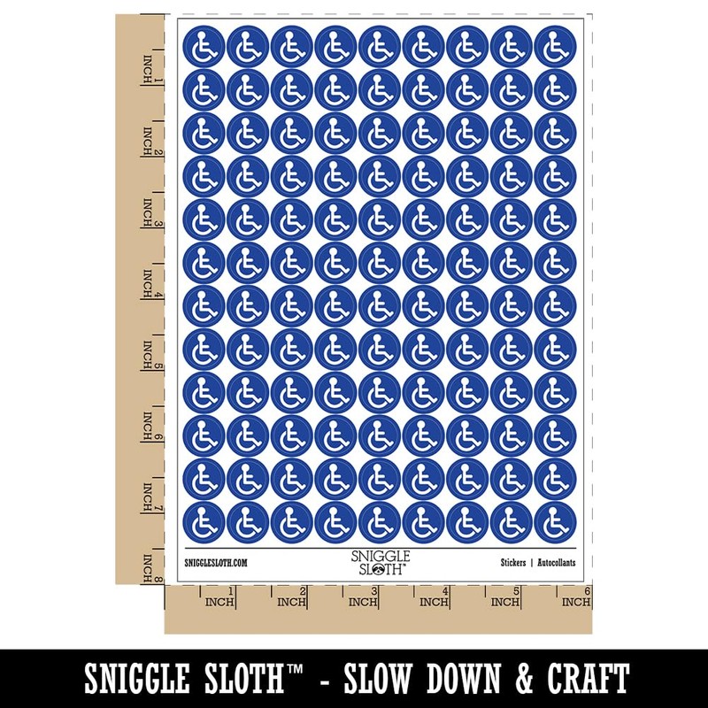 Sniggle Sloth Handicap Disabled Wheelchair Access Icon 200+ Round Stickers