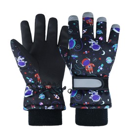 Kids Warm Gloves, Snow Winter Ski Children Thermal Gloves with Adjustable Buckle and Fleece Lining for Boys Girls Cycling Running Snowboard in Cold Weather(M, 7-9 Years)