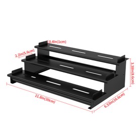 STWWO 2 Pack Spice Rack Organizer for Cabinet, 3 Tier Seasoning Organizer, Metal Step Shelf Countertop Spice Racks for Inside Cabinets, Kitchen, Black