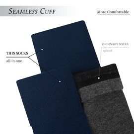 DarkCom Mens Socks 9-11 Multipack, Navy Blue Socks, Seamless Cuff, Soft Durable, No Shrinkage, Black Socks Mens 6-11, Smart Dress Socks, 6 Pairs 9-11