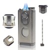 5-in-1 Cigar Lighter Built-in Cigar Punch, Holder, Cigar Draw Enhancer,Cigar