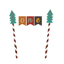 Woodland - Kit de decoración para tartas con diseño de animales de dibujos animados para decoración de primer cumpleaños