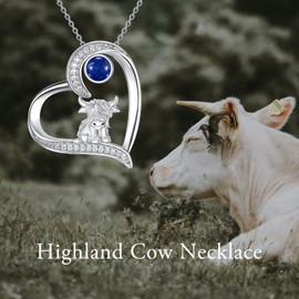 MEIDERBO Highland Cow Birthstone Necklace Sterling Silver Jewelry Gifts Anklets Bracelet for Women Girls Animal Lover, Sterling Silver, No Gemstone