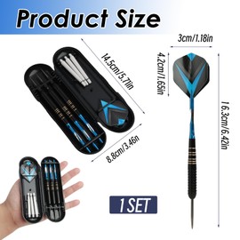 Professional Steel Tip Darts Set, 3Pcs Target Darts Kit with Aluminum Shafts & Spare Shafts & Darts Case Darts Game Accessories for Dart Lovers