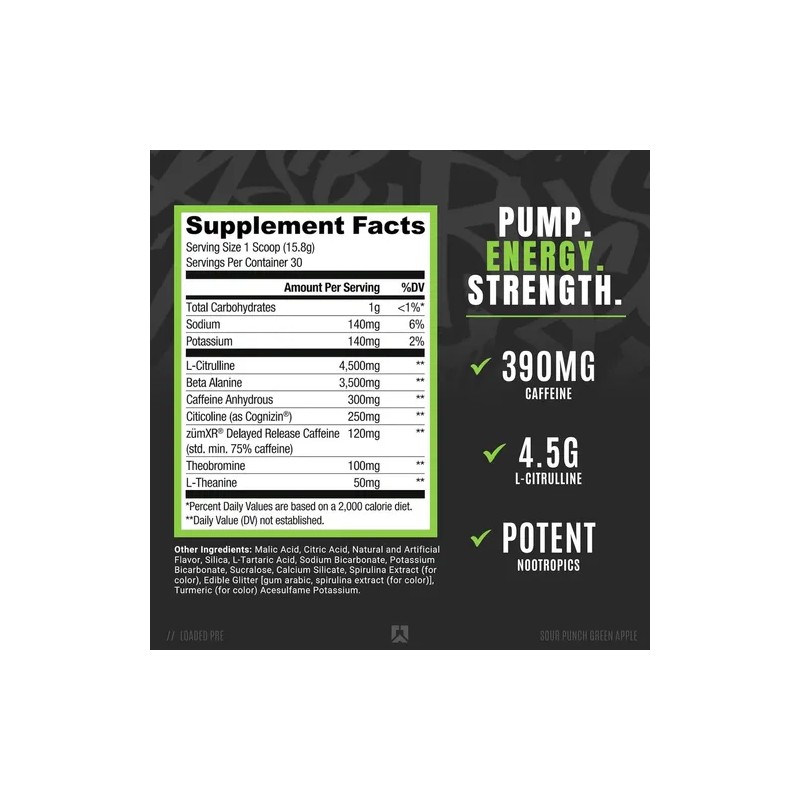 Ryse Up Loaded Pre Entreno 30 Serv Sabor Sour Green