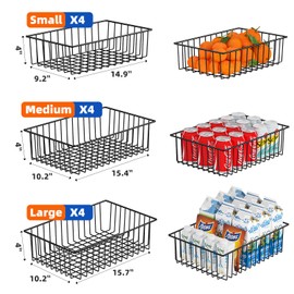 Simple Trending 12 Pack Extra Large Wire Storage Baskets, Pantry Organization for Cabinets, Metal Basket Kitchen, Garage