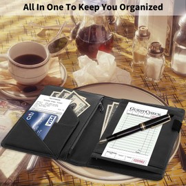 Server Books for Waitress,Waiter Book Server Wallet with Zipper Pocket,PU Leather Cute Waitress Book Waitstaff Organizer with Money Pocket Guest Check Book Holder,Dram Catcher Wolf