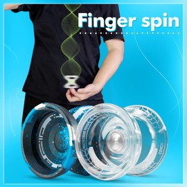 WATIEOBOO Responsive Yo-Yo Set of 2 - P02 White YoYo & M18 Black Blue Silver YoYo for Beginner with Bearing Kit + 1 yo yo case + 10 yoyos Strings
