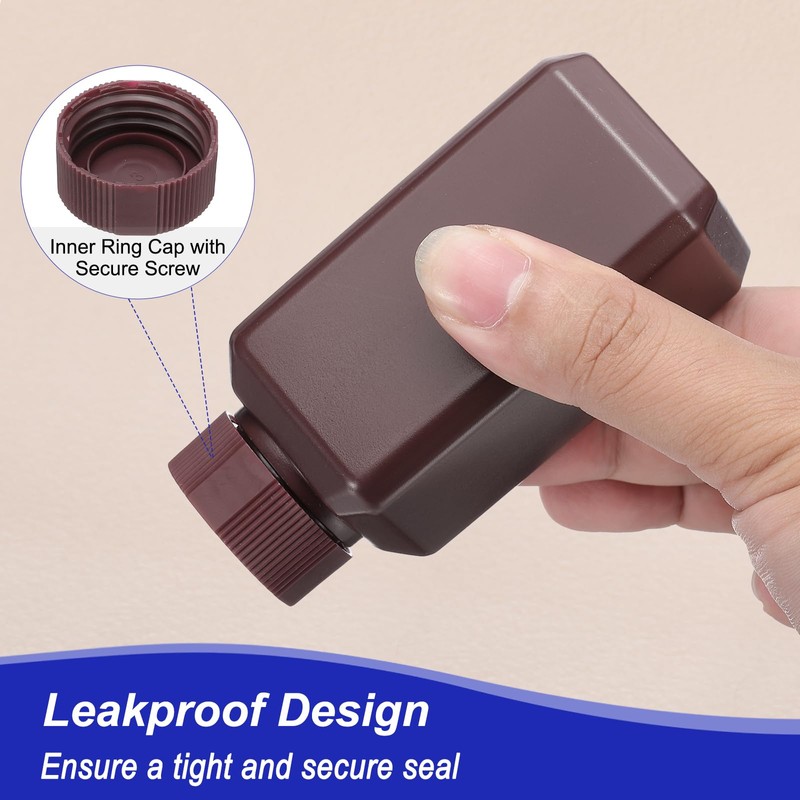 PATIKIL Reagent Bottles, 6 Pcs 100ml HDPE Narrow Mouth Square