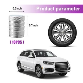 Ziciner 10 PCS Car Tire Valve Stem Caps, Anodized Aluminum Wheel Stem Covers, Corrosion Resistant Car Tire Air Caps, Vehicle Exterior Accessories for Car, Truck, Motorcycle, Bike (Silver-10 PCS)
