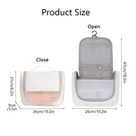 XFSRG Cosmetic Bag Women's Toiletry Bag for Hanging Waterproof Large Makeup Bag with Compartments Mesh Compartments for Travel Everyday Cosmetic Organiser, beige