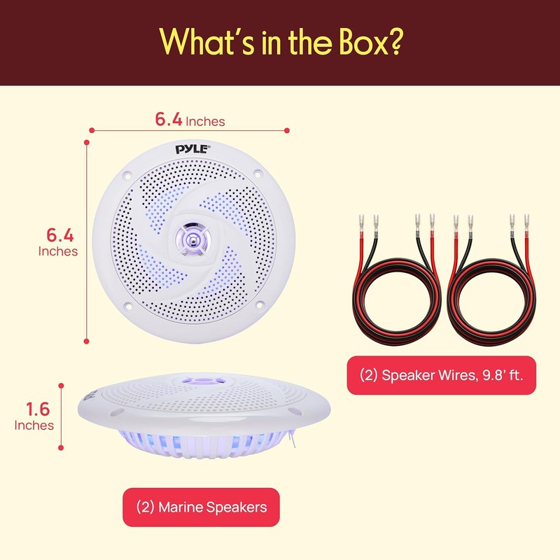 Pyle Marine Speakers - 5.25 Inch 2 Way Waterproof and