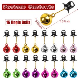CCINEE Beard Ornaments, 24 PCS Christmas Beard Baubles Light up Ornaments and Colorful Mini Jingle Bells with Clips for Mustache Hair Accessories Holiday Parties Christmas Decor for Men and Women
