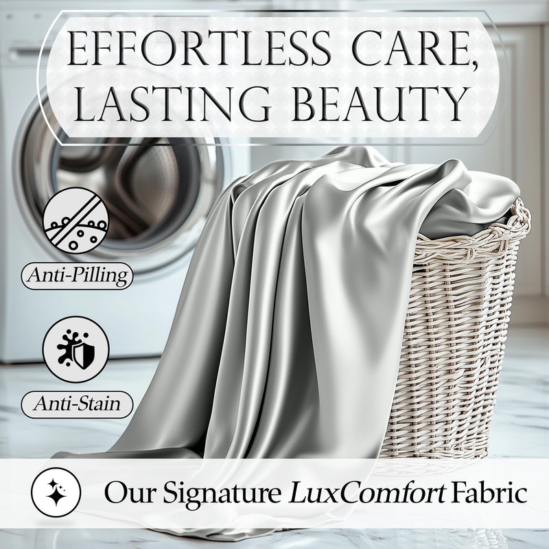 DECOLURE Satin Bed Sheets - 4 Piece Luxury Silky Queen