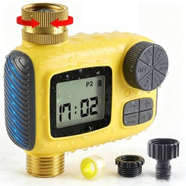 Boltigen Upgraded Water Hose Timer with Brass Inlet & Outlet, Waterproof & Programmable Design Metal Sprinkler Timer Rain Delay & Manual Watering, for Outdoor Garden Irrigation Lawn Yard Spigot Faucet