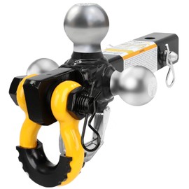 MaxxHaul 51008 Tri-Ball Hitch with Hook & Rotatable D-Ring Shackle, 12,000 lbs Capacity, Fits 2" Receiver – 1-7/8", 2", 2-5/16" Balls – Heavy-Duty Tow Mount for Truck, SUV, Trailer, RV