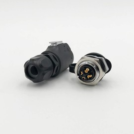 CNLINKO 4 Pin M16 Size Power Industrial Circular Connector, Female Plug & Male Panel Mount Socket Receptacles, Outdoor Waterproof IP67, AC DC Signal