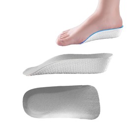 2 Pairs Grey(0.984inch 0.591inch) Arch Support Insole Magic Men and Women Invisible Soft Bottom Breathable Sports Shock Absorption not Tired feet Half pad Summer Not Tired Feet Half Pad for Summer