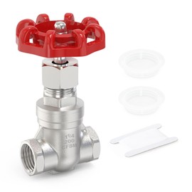 TAISHER 1PCS 304 Stainless Steel Gate Valve, 1-1/4" NPT Female Rotary Sluice Valve With Wheel Handle, For Water, Oil, Gas