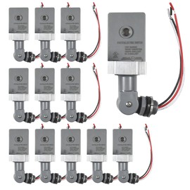 HQRP 12-Pack Photocell Thermal Type Light Sensor Stem and Swivel Mount Dusk to Dawn Hardwired Switch Photoelectric Control for Barn Lights Outdoor, Back Yard Lightening, Outdoor Lighting, etc.