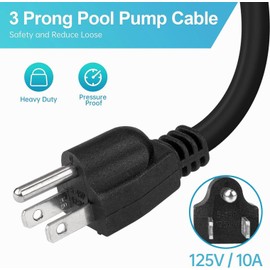 UL Listed 6 Feet Extension Electrical Plug Pool Pump Power Cord Replacement for Hayward Pool Pump Three Prong Power Cable for Above Ground Pool Pumps