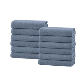 Great Bay Home Blue Washcloth- 100% Cotton 12-Pack 13x13 Wash Cloth - Absorbent, Quick-Drying, Durable Face Towels for Bathroom Decor - Low-Twist, Two-Ply Fibers (Chambrey Blue)