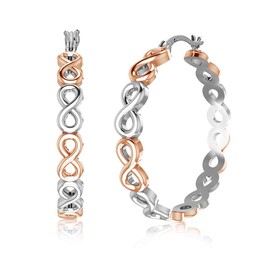 LeCalla Sterling Silver Jewelry Two-Tone Infinity Click-Top Hoop Earrings for Women 26MM