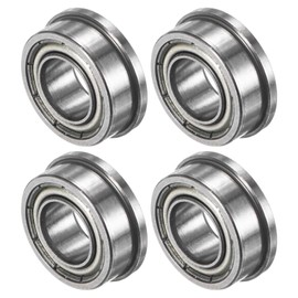 M METERXITY 4-Pack FR188ZZ Flanged Ball Bearing, 1/4" x 1/2" x 3/16" Double Metal Shielded Chrome Steel (GCr15) Flange Rip Bearings for Wheelbarrow/Printer/Fax Machines/Power Tools