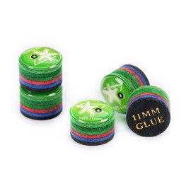 CRICAL 5 Pieces Rainbow Tip Billiards Pool Cue Tip 11/14mm SS/S/SX/M/MH/H Multi-Layers (Green-11mm, 5)