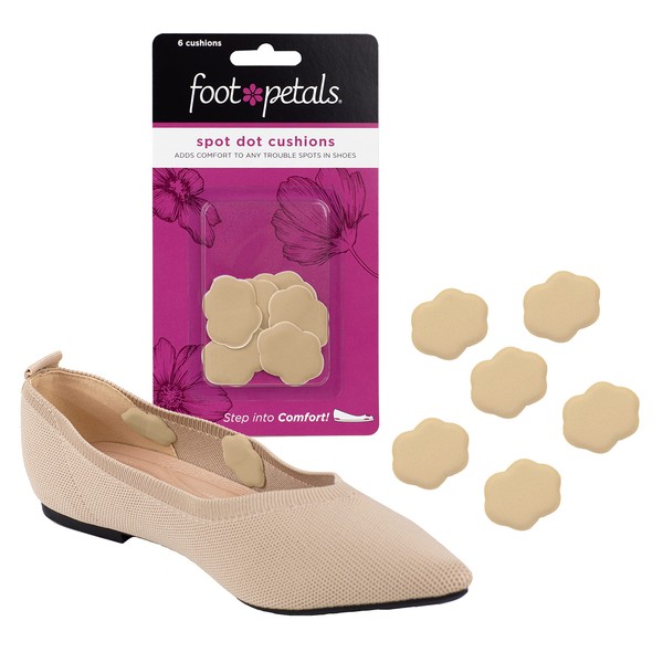 Foot Petals Spot Dot Cushion Scalloped Pressure Point Solution for Blister Relief, Khaki, One Size