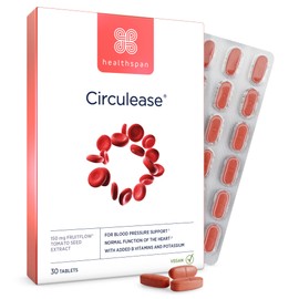 Healthspan Circulease Blood Flow Support | 150mg of Fruitflow (1 Month Supply) | Healthy Cardiac Function | Maintain Blood Pressure & Support Normal red Blood Cell Formation | Vegan