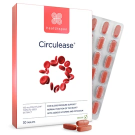Healthspan Circulease Blood Flow Support | 150mg of Fruitflow (1 Month Supply) | Healthy Cardiac Function | Maintain Blood Pressure & Support Normal red Blood Cell Formation | Vegan