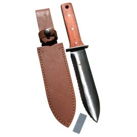 Garden Guru Hori Hori Garden Knife Supreme Set for Weeding, Digging, Pruning, and Cultivating - Stainless Steel Full Tang Blade | Marks for Measuring Planting Depth | Premium Leather Sheath
