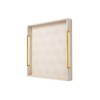 Sagala 20"x20" Extra Large Ottoman Tray with Gold Handles, Ivory