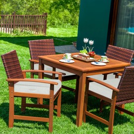 Aoodor Patio Chair Cushions Set of 2, 23 x 26 x 4 Inch Water Resistant Outdoor Seat Cushions with Handle and Ties, Square Corner Cushions for Patio Furniture Garden Lawn, Grey