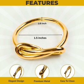 GARDNA - Juego de 6 servilleteros dorados (nudo infinito) - Elegante figura moderna de ocho diseños simples, bonito juego de 6 unidades, para boda, despedida de soltera, compromiso, decoración de mesa