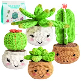 Picrik 4 PCS Crochet Kits for Beginners Kids Adults, Woobles Crochet Kit, Crochet Starter Kit, Crochet Beginners Kit with Instructions and Video Tutorials for Starters Adult Kids Birthdays Gift.