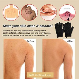 MIG4U - Guantes exfoliantes de ducha para mujeres y hombres, tamaño mediano a pesado, elimina la piel muerta, esponja de belleza, esponja de lufa, lim